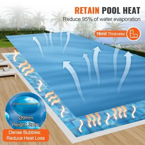 VEVOR Solar-Poolabdeckung, 7,32 x 3,66 m rechteckige Solardecke für Pools, Solarabdeckung für oberirdische Schwimmbecken, 16 mil Solarabdeckungen blau – Bild 2