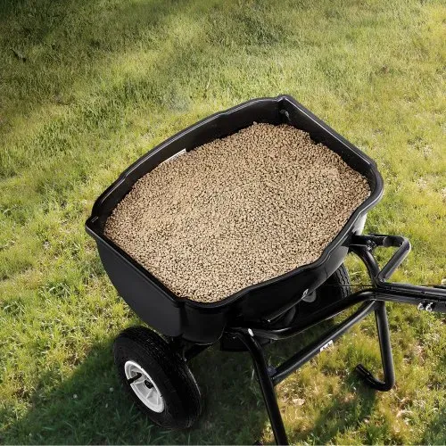 VEVOR Streuwagen, 27 kg Fassungsvermögen, Düngestreuer, Saatgutstreuer 0–3 m Streubreite, Schleuderstreuwagen mit 20 cm Luftreifen, als Aussaathilfe oder Düngerwagen – Bild 7