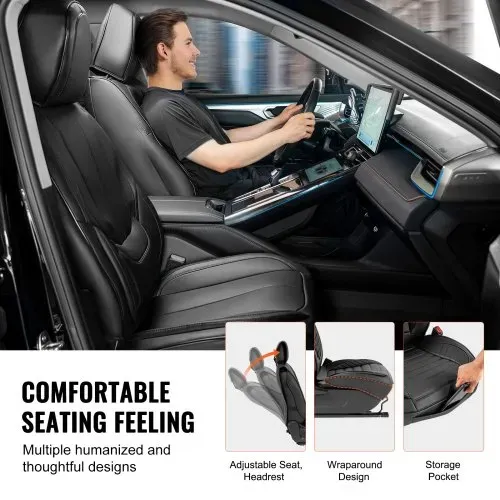 VEVOR-Sitzbezüge, universelle Autositzbezüge, Vorder- und Rücksitz, 13-teiliger Kunstleder-Sitzbezug, vollständig geschlossenes Design, abnehmbare Kopfstütze & Airbag-kompatibel, Autos, SUVs – Bild 6