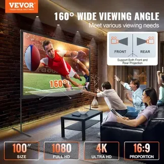 VEVOR Projektion Beamer Leinwand mit Ständer 254 cm HD 4K Outdoor Indoor Projektor Screen Schnelles Klappbare Tragbare Filmleinwand 16: 9 für Heimkino, Camping und Freizeitveranstaltungen Schwarz VEVOR Projektion Beamer Leinwand mit Ständer 254 cm HD 4K Outdoor Indoor Projektor Screen Schnelles Klappbare Tragbare Filmleinwand 16: 9 für Heimkino, Camping und Freizeitveranstaltungen Schwarz