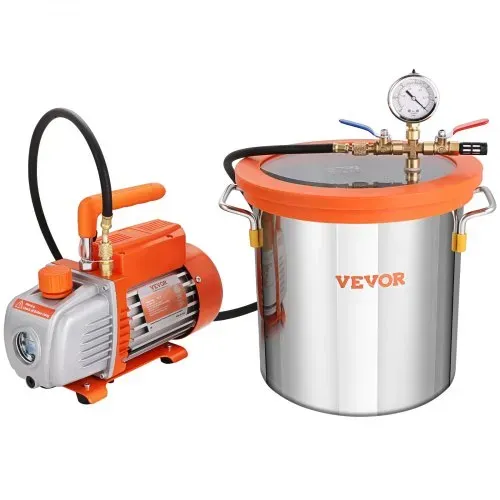 VEVOR Vakuumpumpe mit 11L Vakuumkammer 100L/min Unterdruckpumpe 150W AC 220V/50Hz 1440U/min 5pa 250ml-Ölkapazität HVAC-Vakuumgeräte Kühlvakuumpumpe für Holzstabilisierung Harzentgasung – Bild 8