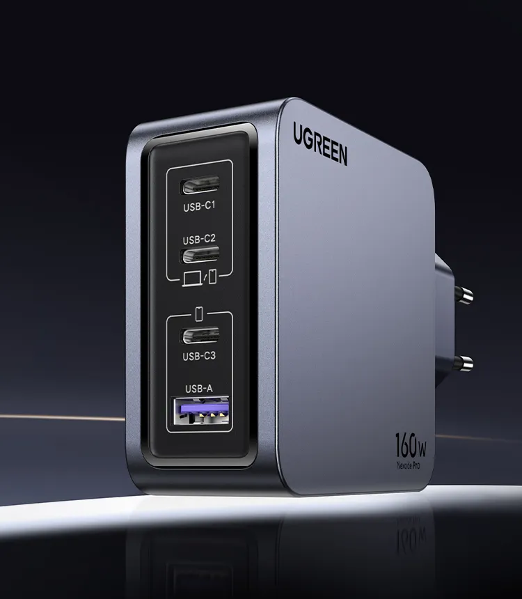 Ugreen Nexode Pro 160W GaN Charger with USB-C Cable Universal Schwarz, Grau AC Schnellladung Drinnen – Bild 5