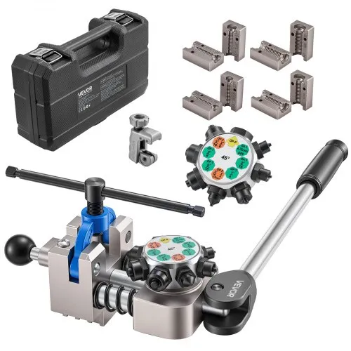 VEVOR 9 tlg. Bremsleitung Bördelgerät Set, 45° Bördelwerkzeug für Bubble- & Doppelbördelung, Rohraufweiter mit 4 Satz Matrizen für 4,76-9,52mm Außendurchmesser, Bremsleitung Reparatursatz für KFZ VEVOR 9 tlg. Bremsleitung Bördelgerät Set, 45° Bördelwerkzeug für Bubble- & Doppelbördelung, Rohraufweiter mit 4 Satz Matrizen für 4,76-9,52mm Außendurchmesser, Bremsleitung Reparatursatz für KFZ