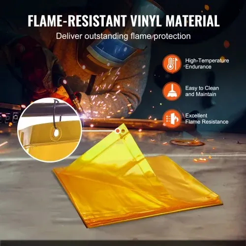 VEVOR Schweißvorhang 1,8 x 1,8 m Schweißschutzvorhang aus Flammhemmendem Vinyl Schweißschutzwand mit 4 Schwenkrädern und einem 6-stufigen UV-Schutz Schweißerdecke Schweißschutz Gelb – Bild 3