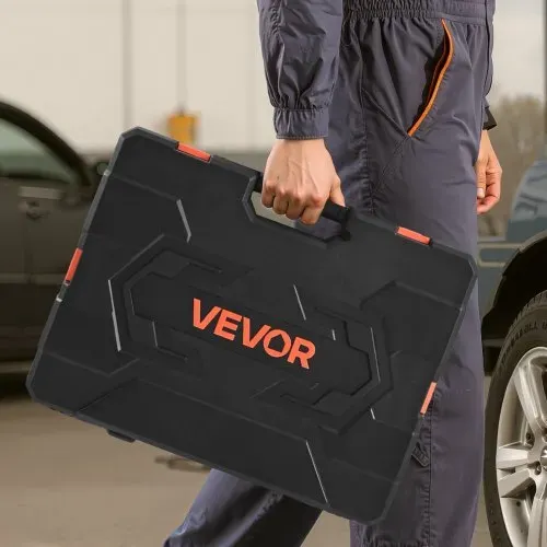 VEVOR Steckschlüsselsatz 104-tlg. 9,5-mm-Antrieb, metrische Größe von 6 bis 24 mm, tief und Standard, Mechaniker-Werkzeugsatz mit Aufbewahrungskoffer, verchromter CR-V-Legierungsstahl – Bild 7