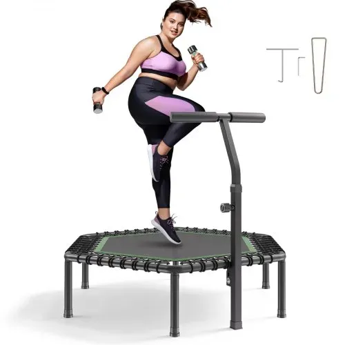 VEVOR Fitnesstrampolin Indoor für Erwachsene, Minitrampolin mit 205 kg Traglast, 1385 mm Rebounder-Trampolin mit 3-stufig Höhenverstellbarem Haltegriff und Schaumstoffgriff, Heimtrainer Sportgerät VEVOR Fitnesstrampolin Indoor für Erwachsene, Minitrampolin mit 205 kg Traglast, 1385 mm Rebounder-Trampolin mit 3-stufig Höhenverstellbarem Haltegriff und Schaumstoffgriff, Heimtrainer Sportgerät