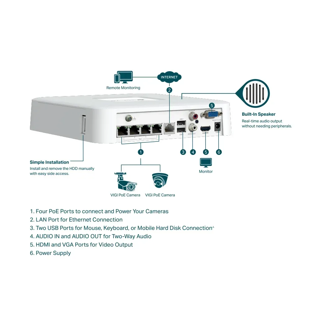 TP-Link - 4 Channel PoE Network Video Recorder - VIGI NVR1104H-4P – Bild 2