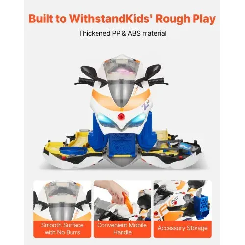 VEVOR Motorradmotor-Spielzeug, 25-teilig, Motorradmechaniker-Spielzeug mit abnehmbaren Teilen, Lichtern & Geräuschen, simuliertes Fahren & Rennstreckenrennen, für Kinder ab 3 Jahren, Gelb – Bild 5