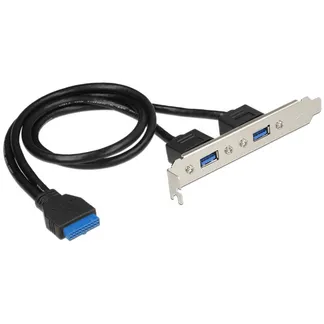Slotblech 1 x 19 Pin USB 3.0 Pfostenbuchse intern > 2 x USB 3.0 Typ-A Buchse extern, Slotblende Slotblech 1 x 19 Pin USB 3.0 Pfostenbuchse intern > 2 x USB 3.0 Typ-A Buchse extern, Slotblende