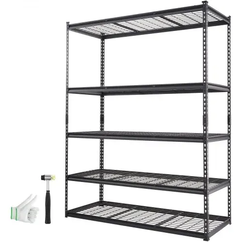 VEVOR Lagerregal 5-stufig verstellbar 907,2 kg Kapazität Garagenregale, Metall-Organizer Drahtregal schwarz 152,4 x 61 x 198,1 cm für Küche, Speisekammer Keller Badezimmer Wäscheschrank – Bild 8