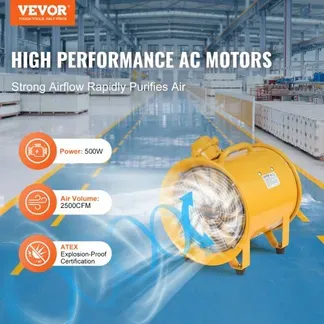 VEVOR Bauventilator 550-W-AC-Motor Baugebläse 2850 U/min Baulüfter Gebläse 1179 L/s (2500 CFM) Axiallüfter 3 m Netzkabel Axialgebläse 75 dB Geräuschpegel Industrielüfter IP44 VEVOR Bauventilator 550-W-AC-Motor Baugebläse 2850 U/min Baulüfter Gebläse 1179 L/s (2500 CFM) Axiallüfter 3 m Netzkabel Axialgebläse 75 dB Geräuschpegel Industrielüfter IP44