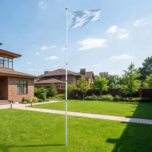 VEVOR Teleskop Fahnenmast 6 m, Flaggenmast-Set für den Außenbereich, Extra Dicke Aluminium-Fahnenstange mit PVC-Bodenhülse, Ideal für Garten, Private & Gewerbliche Nutzung, Silber – Bild 7
