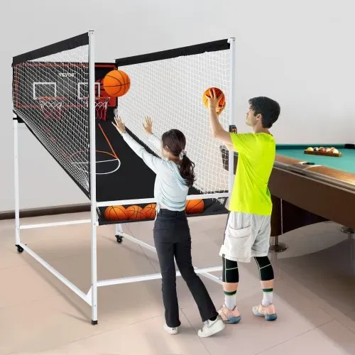 VEVOR Indoor-Basketballspiel für 2 Spieler, Basketballautomat, Baskeltballständer mit 5 Bällen & 8 Spielmodi & 2 Basketballkörben & Anzeigetafel & Aufblaspumpe, für Kinder, Erwachsene (Schwarz) – Bild 7