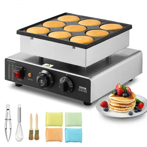 VEVOR Mini-Pfannkuchenmaker kommerzielle Dutch mini Pfannkuchen Maschine, 9 Stk., 76 mm Durchmesser, Dorayaki-Backmaschine, 850 W, Temperatur- und Zeitregelung, in Küchen, Cafés und Restaurants VEVOR Mini-Pfannkuchenmaker kommerzielle Dutch mini Pfannkuchen Maschine, 9 Stk., 76 mm Durchmesser, Dorayaki-Backmaschine, 850 W, Temperatur- und Zeitregelung, in Küchen, Cafés und Restaurants