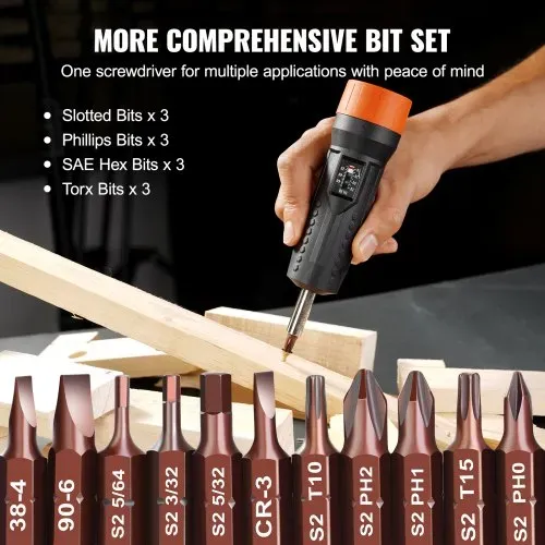 VEVOR 1/4-Zoll-Antriebs-Drehmomentschraubendreher-Schlüsselsatz, 1,13–7,91 Nm Drehmoment-Einstellbereich, 1 in-lb-Schritte Drehmomentschraubendreher, Schraubendreher-Bohrer-Set mit Sichtfenster – Bild 2