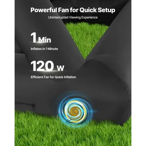VEVOR aufblasbare Filmleinwand Projektion Beamer Leinwand aus 600D, Projektionsleinwand mit tragbarer Aufbewahrungstasche, 16:9, Filmprojektion für Heimkino Mottoparty Poolspaß (378 x 160 x 317 cm) – Bild 2