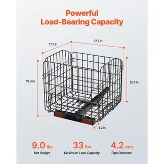 VEVOR Elektromobil Hinterkorb, Heckkorb, robuster & geräumiger Gepäckkorb Seniorenmobil, funktioniert mit 2,54 cm Empfänger, kompatibel mit den meisten Mobilitätsrollern, Mobilitätshilfe 45x45x39 cm VEVOR Elektromobil Hinterkorb, Heckkorb, robuster & geräumiger Gepäckkorb Seniorenmobil, funktioniert mit 2,54 cm Empfänger, kompatibel mit den meisten Mobilitätsrollern, Mobilitätshilfe 45x45x39 cm