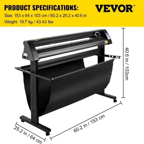 VEVOR Vinyl Schneideplotter 1350 mm, Folienschneider Max. Schnittstärke 3 mm, Folienschneider Schneidkraft 500 g, Plottermaschine Halbautomatisch Signcut-Software, Speichercache 1-4 M, Hobbyplotter – Bild 6