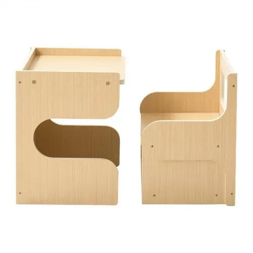 VEVOR Montessori-Tisch- & Stuhlset, Kindersitzgruppe, Kindermöbel aus Holz, Tritthocker mit Tafel & Stauraum, Ideal für Kleinkinder von 1-5 Jahren zum Essen, Zeichnen, Lesen & Spielen – Bild 8
