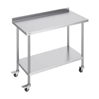 VEVOR Edelstahl-Arbeitstisch, kommerzieller Lebensmittelzubereitungs-Arbeitstisch mit Rollen, Vorbereitungs-Arbeitstisch, mit einstellbarer Höhe für Restaurant, Hotel usw. 610 x 1219 x 1005,6 mm VEVOR Edelstahl-Arbeitstisch, kommerzieller Lebensmittelzubereitungs-Arbeitstisch mit Rollen, Vorbereitungs-Arbeitstisch, mit einstellbarer Höhe für Restaurant, Hotel usw. 610 x 1219 x 1005,6 mm