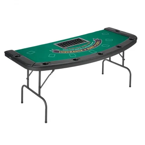 VEVOR klappbarer Pokertisch für 7 Spieler (183 cm) Kasino-Freizeittisch mit gepolsterten Schienen & Getränkehaltern, Halbovale tragbare Spieltische mit Filz- und Metallbeinen, Texas Hold’em Poker – Bild 10