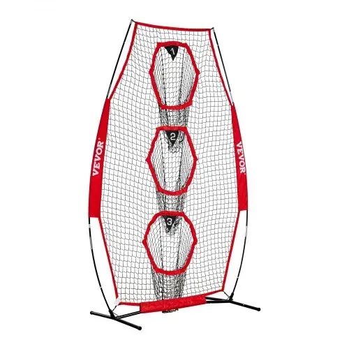 VEVOR Fußballtrainer Wurfnetz Übungsnetz (168 x 77 x 245 cm) mit 3 Zieltaschen & tragbarer Aufbewahrungstasche & Gurten, Wurfziel-Training für die Passgenauigkeit des Quarterbacks, rot – Bild 8