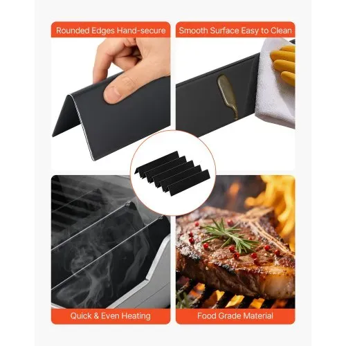 VEVOR 5 Flavorizer Bars Aromaschienen Flammenverteiler (porzellanemaillierter Stahl) für Grills (Weber Spirit I & II 300 Serie), einschließlich Spirit E-310, ll S-310, ll E-320, Hitzeschild Schwarz – Bild 4