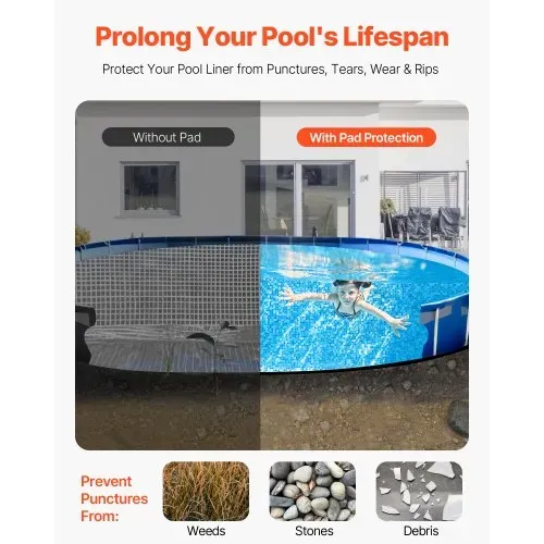 VEVOR Ovale Poolunterlage, 3,6×7,3 m, Bodenplane für oberirdische Schwimmbecken, extra dicke Bodenschutzplane, Poolmatte aus Geotextilmaterial, verlängert die Lebensdauer der Folie VEVOR Ovale Poolunterlage, 3,6×7,3 m, Bodenplane für oberirdische Schwimmbecken, extra dicke Bodenschutzplane, Poolmatte aus Geotextilmaterial, verlängert die Lebensdauer der Folie