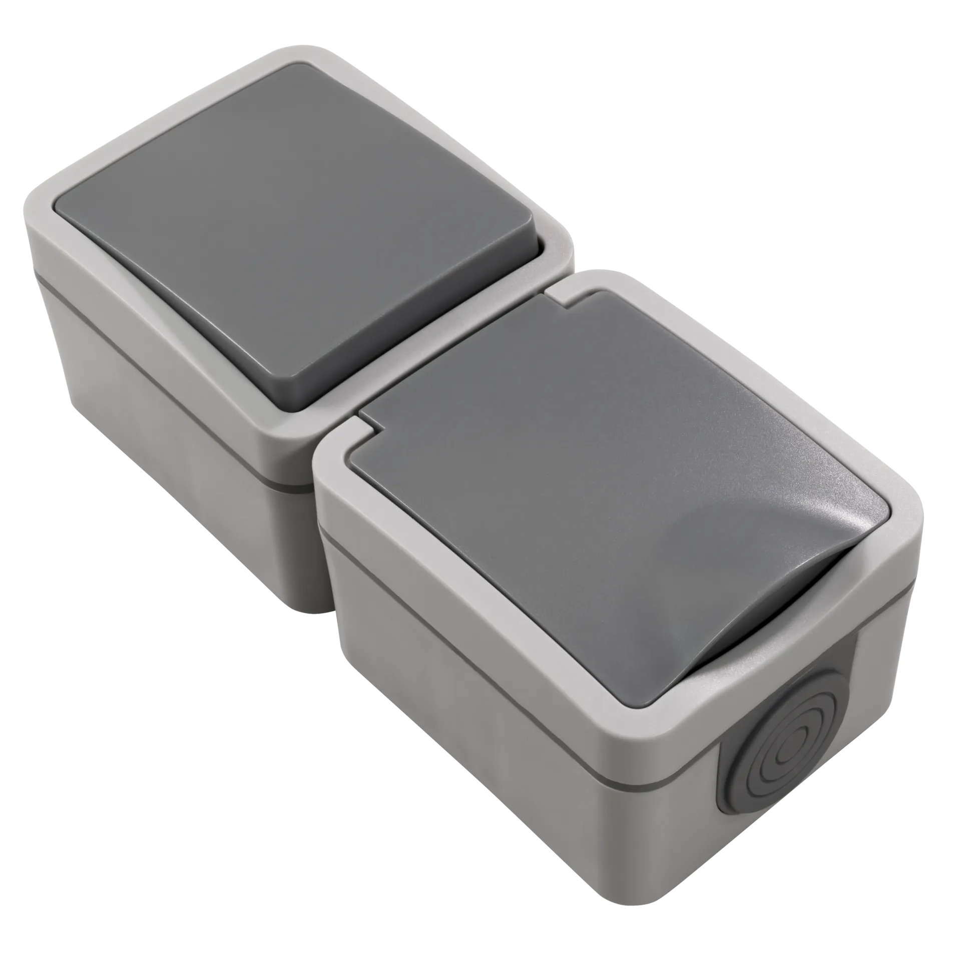 Feuchtraum Kombi-Dose McPower ''Fix'',Schalter+Steckdose,Steckanschluss, 250V~, AP – Bild 2