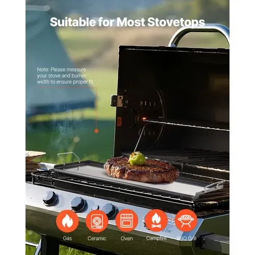 VEVOR Grillplatte Grillpfanne Karbonstahl universelle rechteckige Platte (812 x 310 mm) mit flacher Oberseite, Gasgrill-Grillplatte für BBQ-Grill Teppanyaki, tragbares Familienkochgeschirr mit Griff – Bild 5