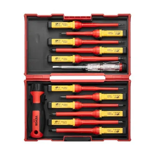 VEVOR isolierter Schraubenziehersatz 13-tlg. elektrischer Schraubendrehersatz, isolierter Elektriker-Werkzeugsatz, mit magnetischen Kreuzschlitz-, Schlitz- und Pozidriv-Torx-Spitzen, Schraubendreher – Bild 8