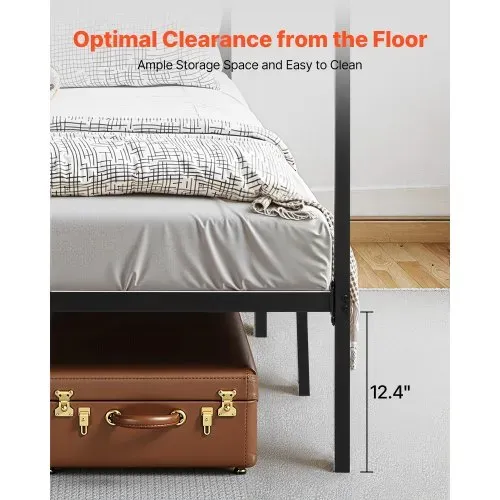 VEVOR Himmelbettrahmen (Full Size), Metallhimmelbett mit Himmelbett-Design (363 kg belastbar), robuste Stahllattenstütze (Quadrat), Stauraum unter dem Bett, kein Boxspring erforderlich, Schwarz – Bild 5