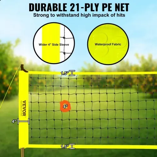VEVOR Volleyballnetz Höhenverstellbar Volleyballnetz Set, Tragbarer Beachvolleyball-Netz, Outdoor Volleyballnetz Faltbare Volleyballnetz mit Volleyball & Tragetasche, für Garten Strand Rasen usw. – Bild 2