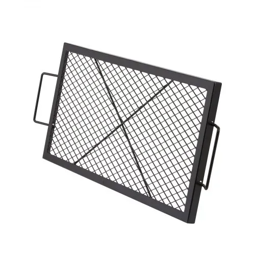 VEVOR 810 x 380 x 25 mm X-Marks Feuerstellen-Grillrost, Rechteckiger Grillrost, Lagerfeuer-BBQ-Grillrost aus Stahl mit Griff, Tragbares Camping-Kochgeschirr für Partytreffen im Freien, Schwarz – Bild 9