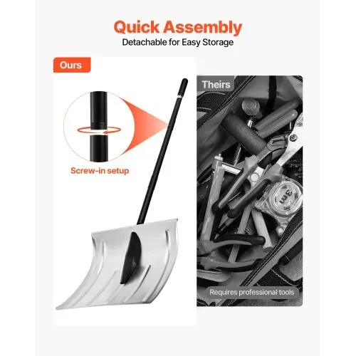 VEVOR Schneeschaufel, 400 mm breite Schneeräumer aus Aluminiumlegierung, Schneeschieber, Schneeschippe, Schneeschüppet, abnehmbares & leichtes Schneeräumwerkzeug für Garten, Auto, Camping – Bild 5