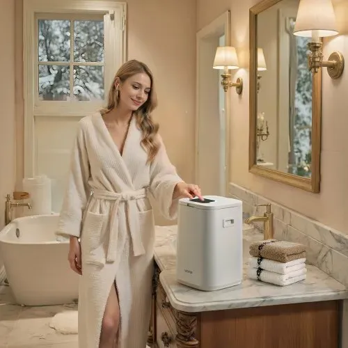 VEVOR Handtuchwärmer Eimer Wärmegerät 20 L mit LED-Anzeige & Einstellung (Timer & Temperatur) & Sicherheitsschloss & 4 Haken, Towel Warmer für Spa Zuhause Badezimmer Waschküche Weiß – Bild 7