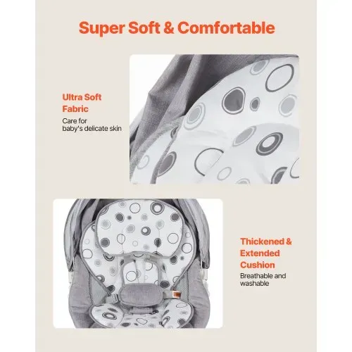 VEVOR Babyschaukel, Babywippe mit 3 Geschwindigkeiten & 3 Sitzpositionen, IMD-Touchpanel, Fernbedienung, Bluetooth & 10 voreingestellten Liedern, für Kinder im Alter von 0–9 Monaten bis zu 9 kg – Bild 4