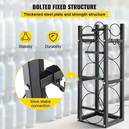 VEVOR Kältemitteltankregal mit 2 x 30 lbs & 3 Platzsparenden Flaschentankregalen 895 x 319 x 92 mm Kältemittelflaschenregal Gasflaschenregale und Halterungen für die Lagerung von Gas, Sauerstoff – Bild 3