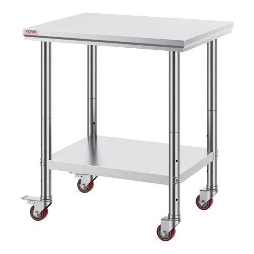 VEVOR Arbeitstisch 76 x 60 x 85 cm Edelstahl Catering Arbeitstisch Belastbarkeit 317 kg, Lebensmittel Zubereitungstisch mit Nachlauf gewerblicher Küchentisch für Küche Bar rollbar – Bild 8