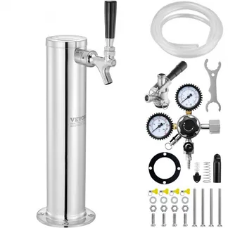 VEVOR Kegerator-Bierturm-Kit, Einzelzapfhahn-Bierumrüstsatz, Edelstahl-Fass-Bierturm-Zapfanlage mit Doppelmessgerät W21.8-Regler und S-System-Fasskupplung für Partys zu Hause VEVOR Kegerator-Bierturm-Kit, Einzelzapfhahn-Bierumrüstsatz, Edelstahl-Fass-Bierturm-Zapfanlage mit Doppelmessgerät W21.8-Regler und S-System-Fasskupplung für Partys zu Hause