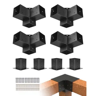 VEVOR Pfostenverbinder, Pfostennecke passend für 92 x 92 mm Pfosten, 4-teilige 3-Wege-Eckhalterungen mit Pfostenträger, Pergola-Halterungen Set, Ideal für Pavillons, Terrassenpergolen VEVOR Pfostenverbinder, Pfostennecke passend für 92 x 92 mm Pfosten, 4-teilige 3-Wege-Eckhalterungen mit Pfostenträger, Pergola-Halterungen Set, Ideal für Pavillons, Terrassenpergolen
