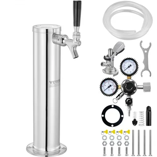 VEVOR Kegerator-Turm-Kit, Einzelzapfhahn-Bierumrüstsatz, Edelstahl-Fass-Bierturm-Zapfanlage mit Doppelmessgerät W21.8-Regler und A-System-Fasskupplung, Biertropfschale für Partys zu Hause VEVOR Kegerator-Turm-Kit, Einzelzapfhahn-Bierumrüstsatz, Edelstahl-Fass-Bierturm-Zapfanlage mit Doppelmessgerät W21.8-Regler und A-System-Fasskupplung, Biertropfschale für Partys zu Hause