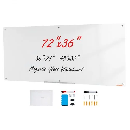 VEVOR Magnetisches Glas-Whiteboard, Wandtafel Trocken Abwischbare Tafel 1829 x 915 cm, Wandmontiertes Weißes Glasboard ohne Rahmen, mit Stiftablage, einem Radiergummi& 2 Stiften, Magnettafel Weiß VEVOR Magnetisches Glas-Whiteboard, Wandtafel Trocken Abwischbare Tafel 1829 x 915 cm, Wandmontiertes Weißes Glasboard ohne Rahmen, mit Stiftablage, einem Radiergummi& 2 Stiften, Magnettafel Weiß