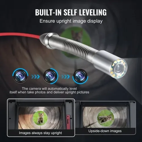 VEVOR Kanalkamera, 100 m, selbstnivellierende Rohrinspektionskamera mit 10,1-Zoll-Touchscreen, 512-Hz-Sender und Entfernungszähler, IP67-Rohrkamera mit 12 LEDs und 32-GB-Karte, Endoskop für Kanalrohre – Bild 3