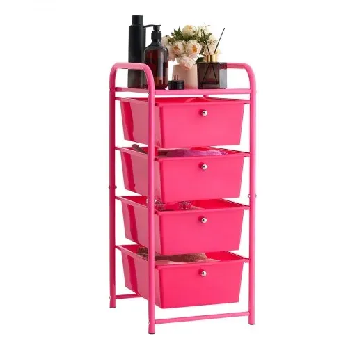 VEVOR Rollwagen mit 4 Schubladen Schubladenwagen 330x390x815mm Rosenrot, Metallgestell, Ablagefläche, Handgriffe, Lenkrolle mit 2 Bremsen, Mobiler Aufbewahrungswagen für Büro Werkstatt Klassenzimmer – Bild 9