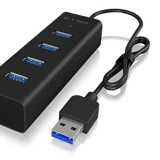 ICY BOX IB-HUB1409-U3, Type-A zu USB 3.2 Gen 1 to 4-Port Type-A Hub, Aluminium, black ICY BOX IB-HUB1409-U3, Type-A zu USB 3.2 Gen 1 to 4-Port Type-A Hub, Aluminium, black