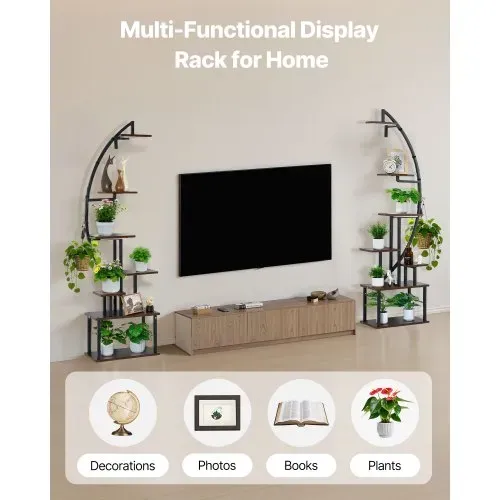 VEVOR Pflanzenständer mit Wachstumslichtern 2er Pack, 7-stufiger Blumenständer, Blumentreppe, Pflanzentreppe, 3 Timer- & 10 Helligkeitsstufen, Blumenregal für das Wohnzimmer, 550x260x1665mm – Bild 4