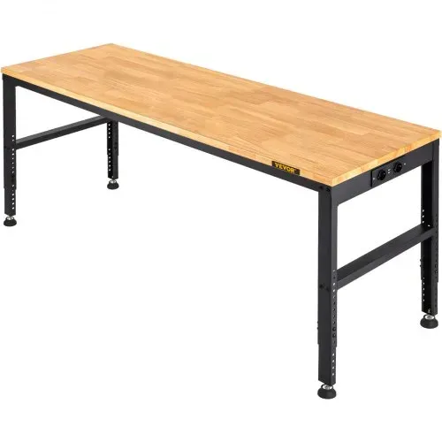 VEVOR Höhenverstellbare Werkbank 135 x 46 x 72 - 97 cm Spanntisch, 900 kg Gewichtskapazität Arbeitstisch, Braun Klappbare Werkzeugbank aus Kaltgewalzter Stahl, Multifunktionswerktisch für Lager & Büro – Bild 8