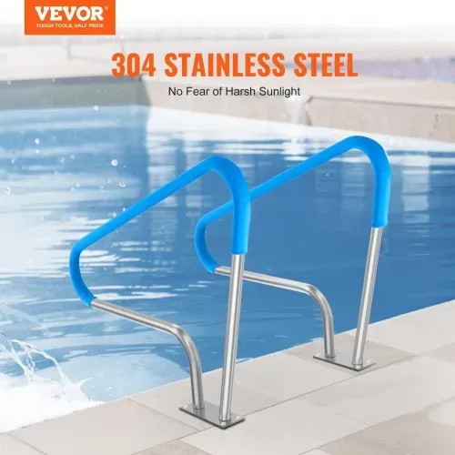 VEVOR Pool-Handlauf, 2 Stück, 1220 x 905 x 100 mm, Pooleinstieg Edelstahl mit Grundplatte für Innen-/Außenpools, Einstieghilfe für Schwimmbäder, Haltegriff mit Griffabdeckung & Zubehör für Spas VEVOR Pool-Handlauf, 2 Stück, 1220 x 905 x 100 mm, Pooleinstieg Edelstahl mit Grundplatte für Innen-/Außenpools, Einstieghilfe für Schwimmbäder, Haltegriff mit Griffabdeckung & Zubehör für Spas