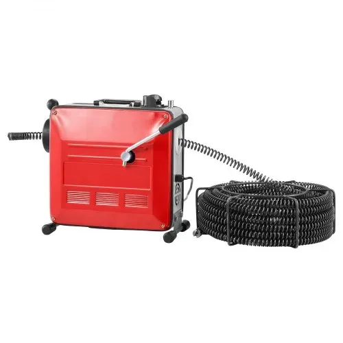 VEVOR Elektrische Rohrreinigungsmaschine, 850W Abflussreiniger, 14,5m x 16mm, 14m x 22mm & 5m x 9,5mm Federkabel, 0,4m x 12mm flexible Feder & 11 Schneidern, für Rohre mit 50–200mm Durchmesser – Bild 8